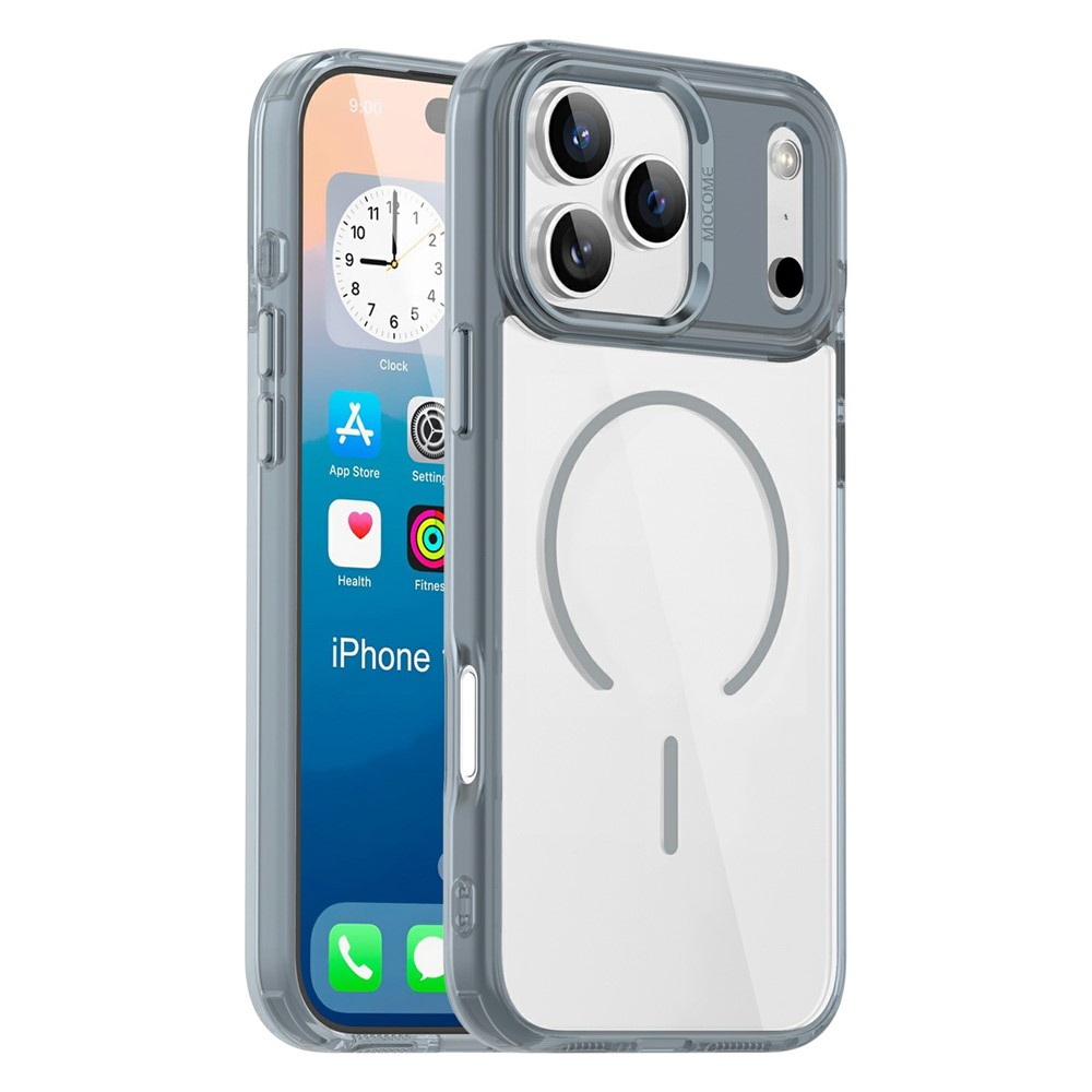 For iPhone 17 Pro Max Magnetic Case Compatible with MagSafe TPU PC Clear Phone Cover - Titanium Grey