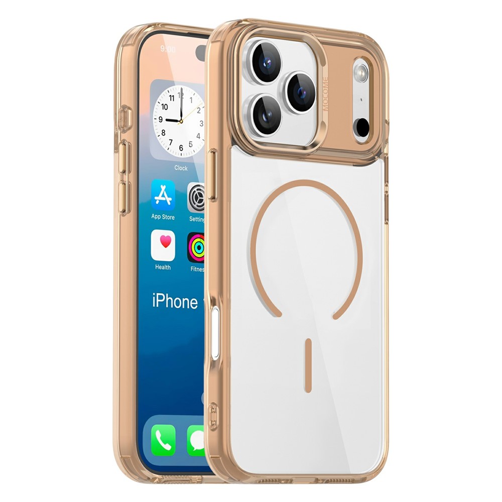 For iPhone 17 Pro Max Magnetic Case Compatible with MagSafe TPU PC Clear Phone Cover - Desert Gold