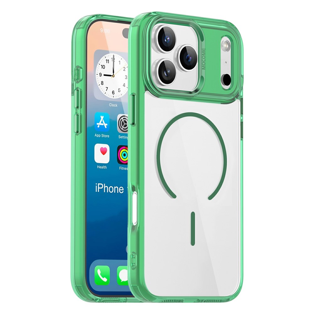 For iPhone 17 Pro Max Magnetic Case Compatible with MagSafe TPU PC Clear Phone Cover - Transparent Green