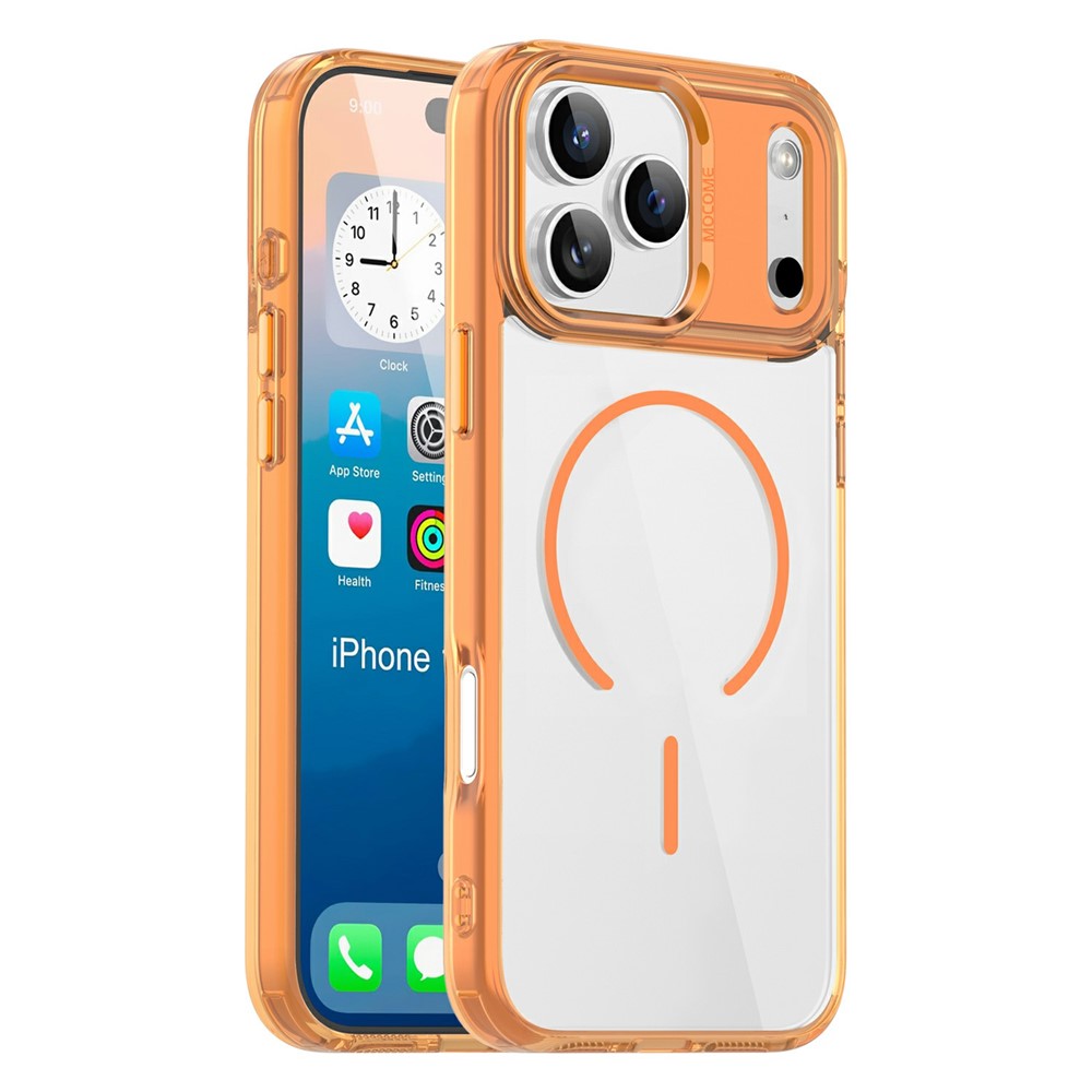 For iPhone 17 Pro Max Magnetic Case Compatible with MagSafe TPU PC Clear Phone Cover - Orange