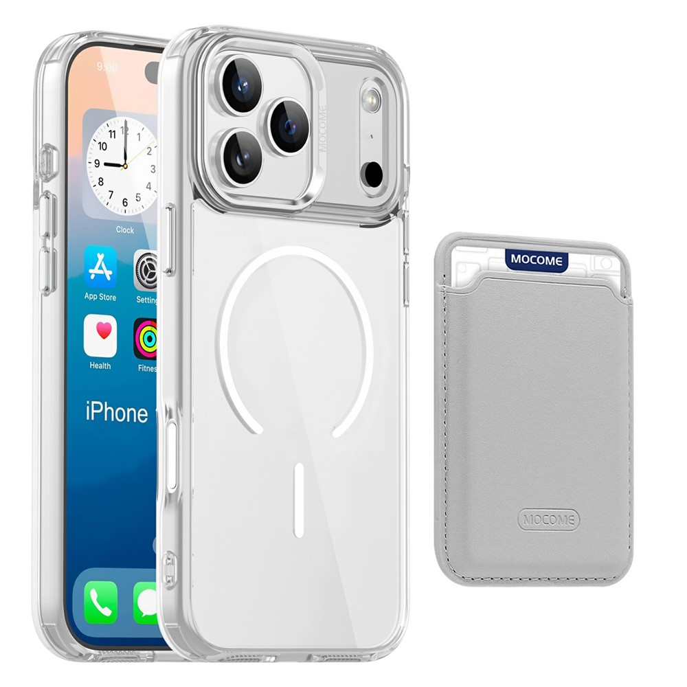 For iPhone 17 Pro Magnetic Case Compatible with MagSafe TPU + PC Phone Cover with Card Bag - Transparent