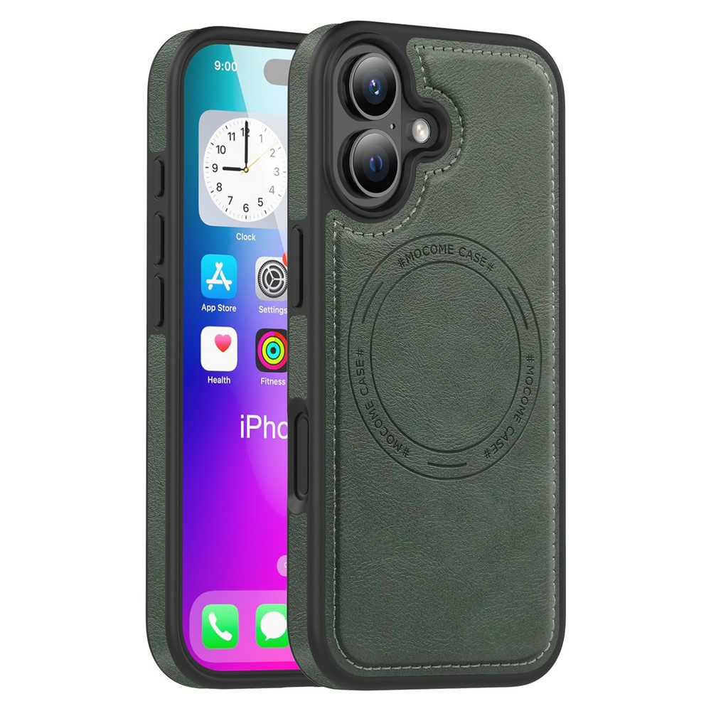 For iPhone 17 Case Compatible with MagSafe Leather Back Phone Cover - Blackish Green