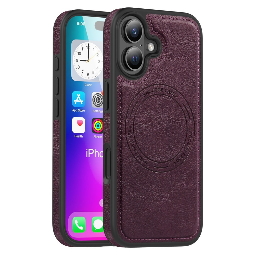 For iPhone 17 Case Compatible with MagSafe Leather Back Phone Cover - Dark Purple