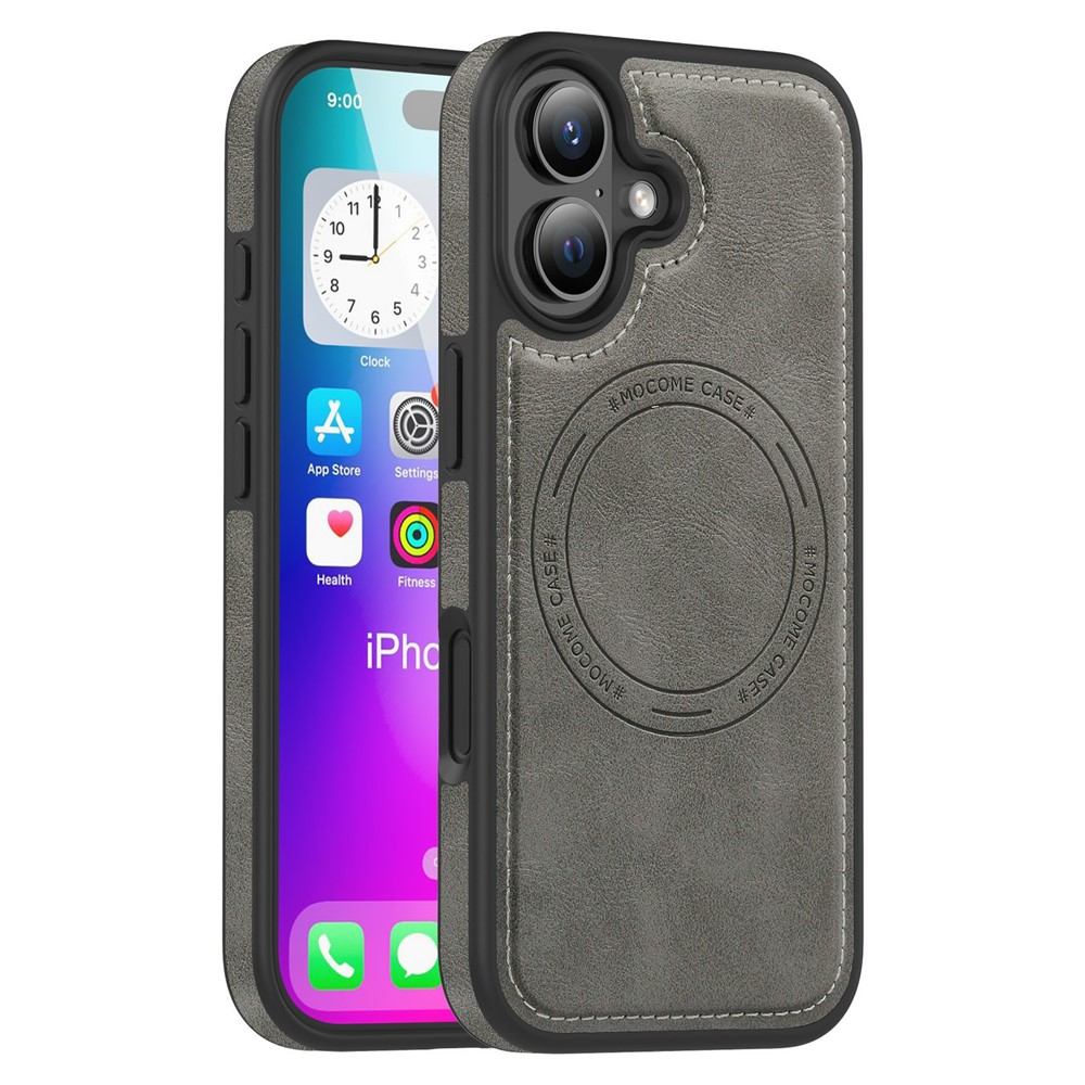 For iPhone 17 Case Compatible with MagSafe Leather Back Phone Cover - Titanium Grey