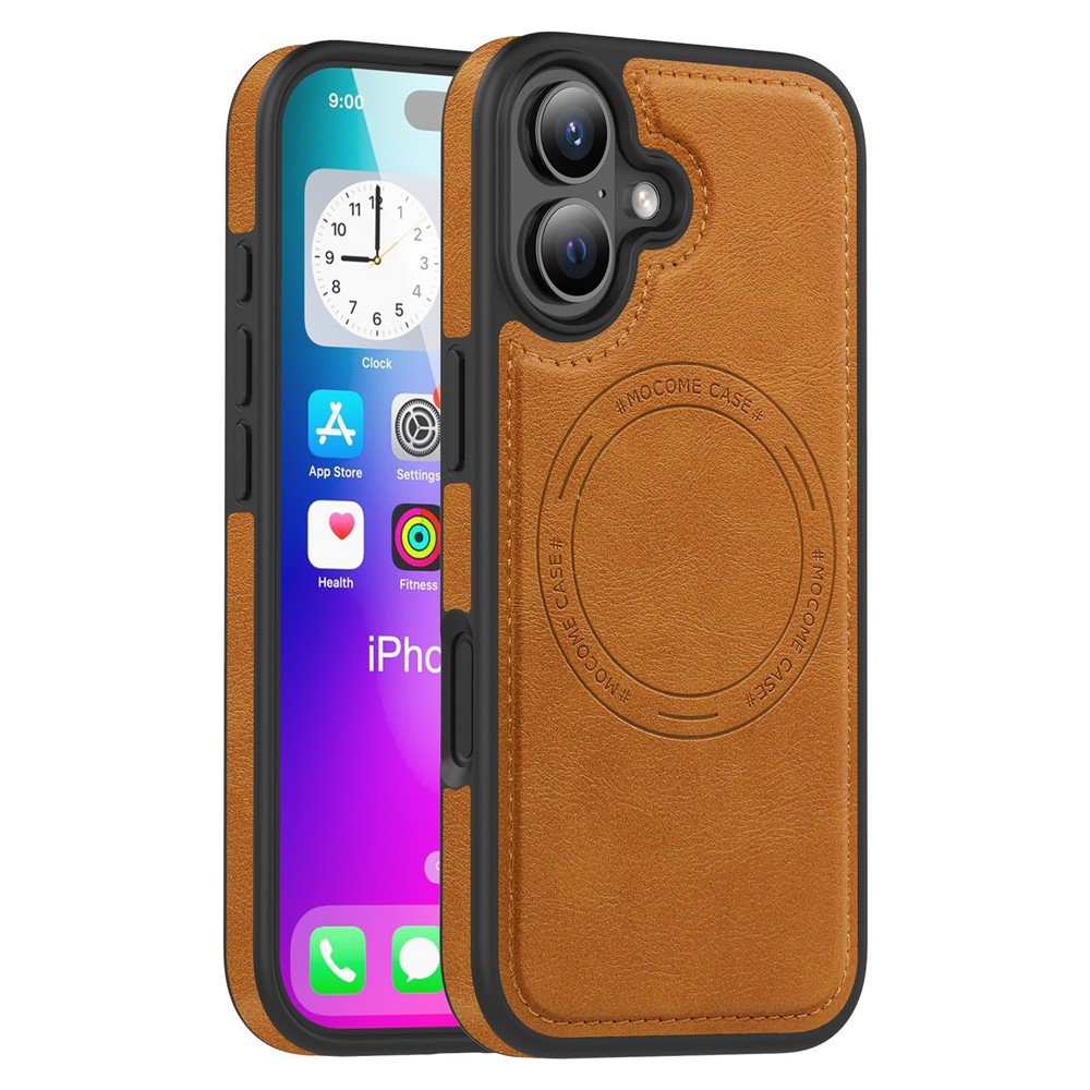 For iPhone 17 Case Compatible with MagSafe Leather Back Phone Cover - Brown