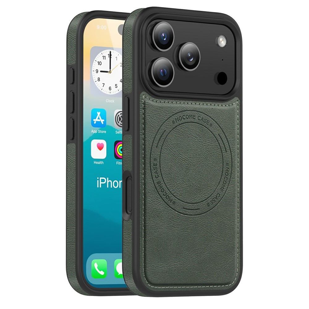 For iPhone 17 Pro Case Compatible with MagSafe Leather Back Phone Cover - Blackish Green
