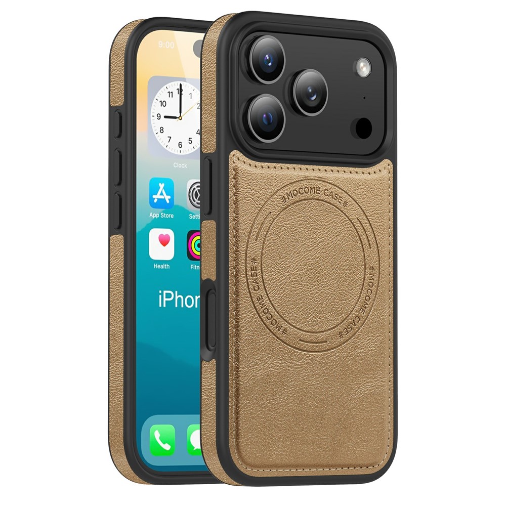 For iPhone 17 Pro Max Case Compatible with MagSafe Leather Back Phone Cover - Desert Gold