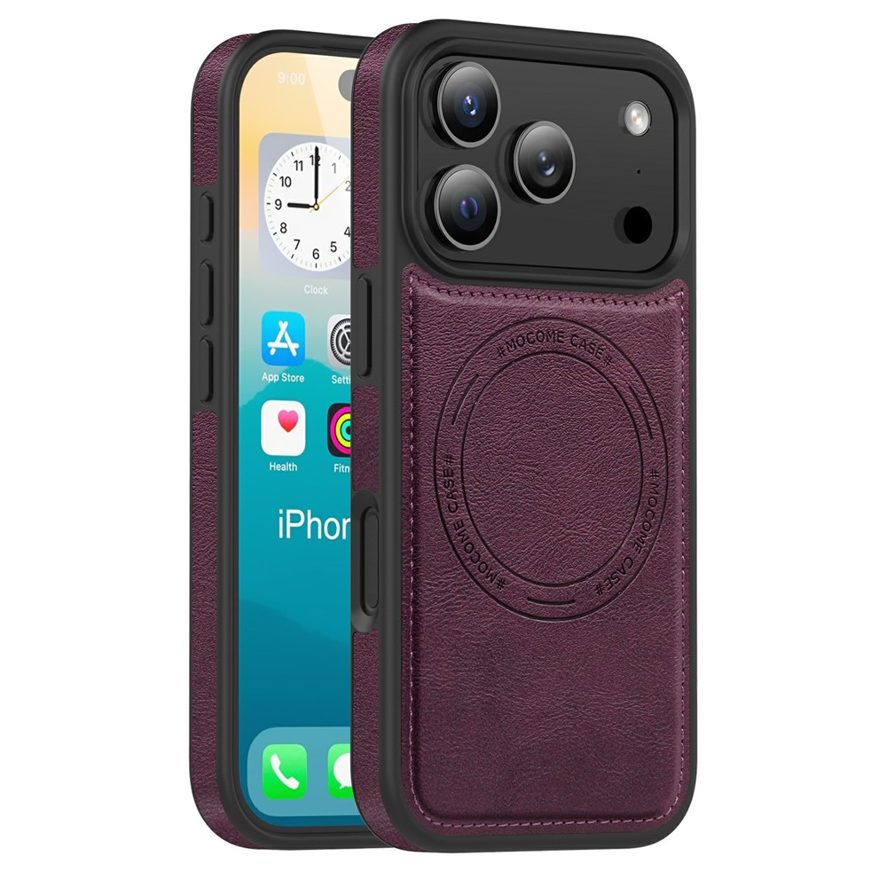 For iPhone 17 Pro Max Case Compatible with MagSafe Leather Back Phone Cover - Dark Purple