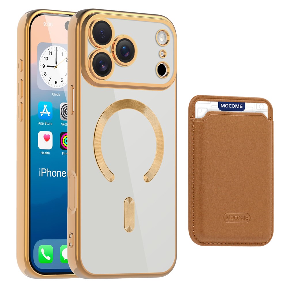 For iPhone 17 Pro Case Compatible with MagSafe TPU + PC Mobile Cover with Card Bag - Brown