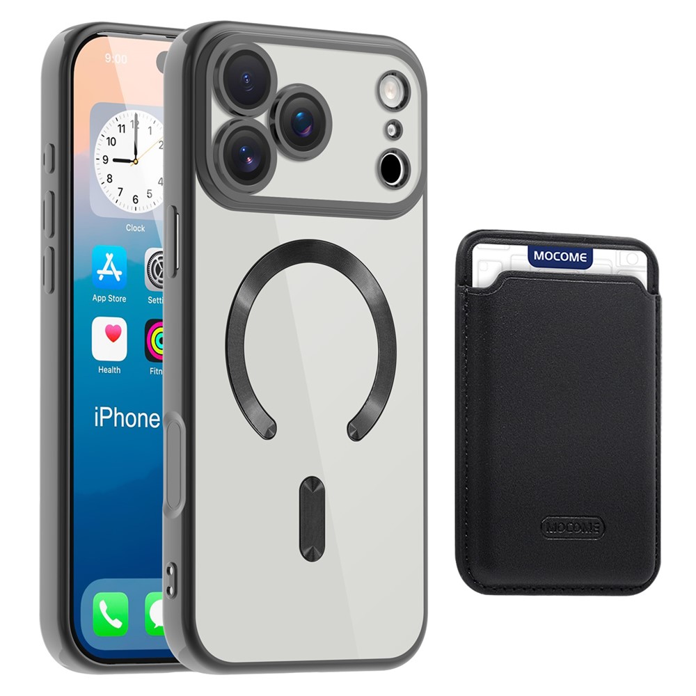 For iPhone 17 Pro Max Case Compatible with MagSafe TPU + PC Mobile Cover with Card Bag - Black