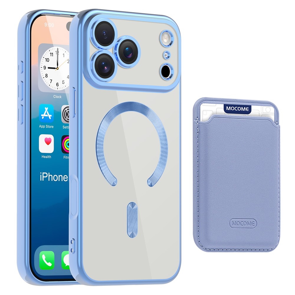 For iPhone 17 Pro Max Case Compatible with MagSafe TPU + PC Mobile Cover with Card Bag - Blue