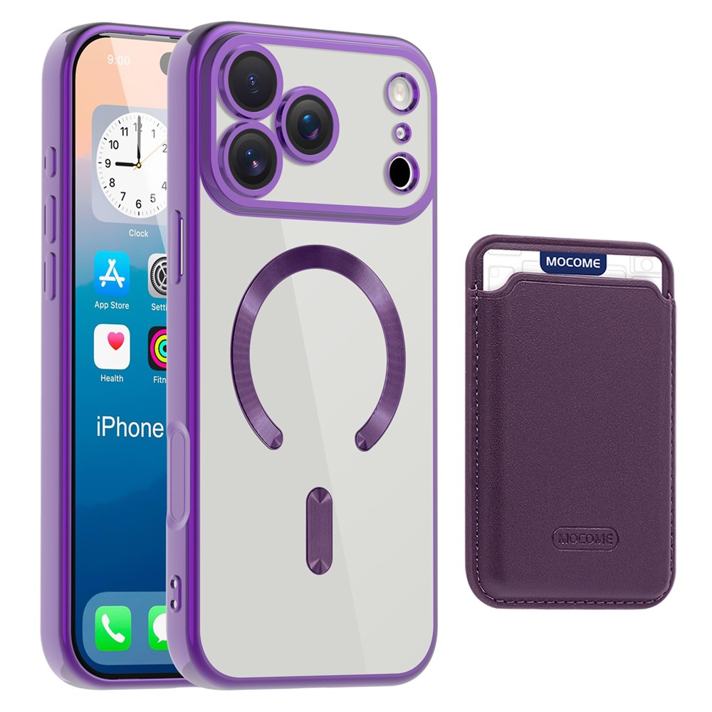 For iPhone 17 Pro Max Case Compatible with MagSafe TPU + PC Mobile Cover with Card Bag - Dark Purple