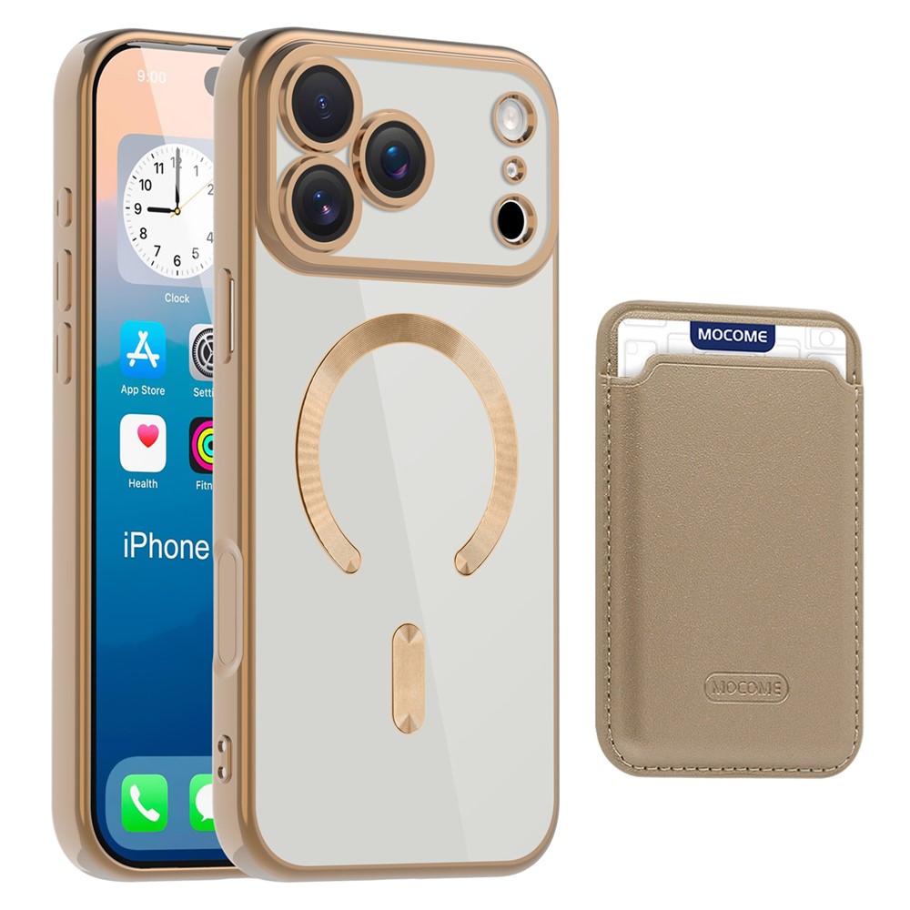 For iPhone 17 Pro Max Case Compatible with MagSafe TPU + PC Mobile Cover with Card Bag - Desert Gold
