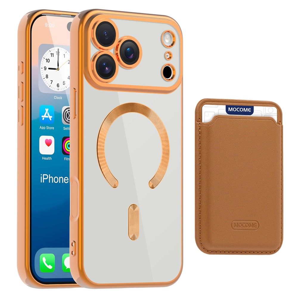 For iPhone 17 Pro Max Case Compatible with MagSafe TPU + PC Mobile Cover with Card Bag - Orange