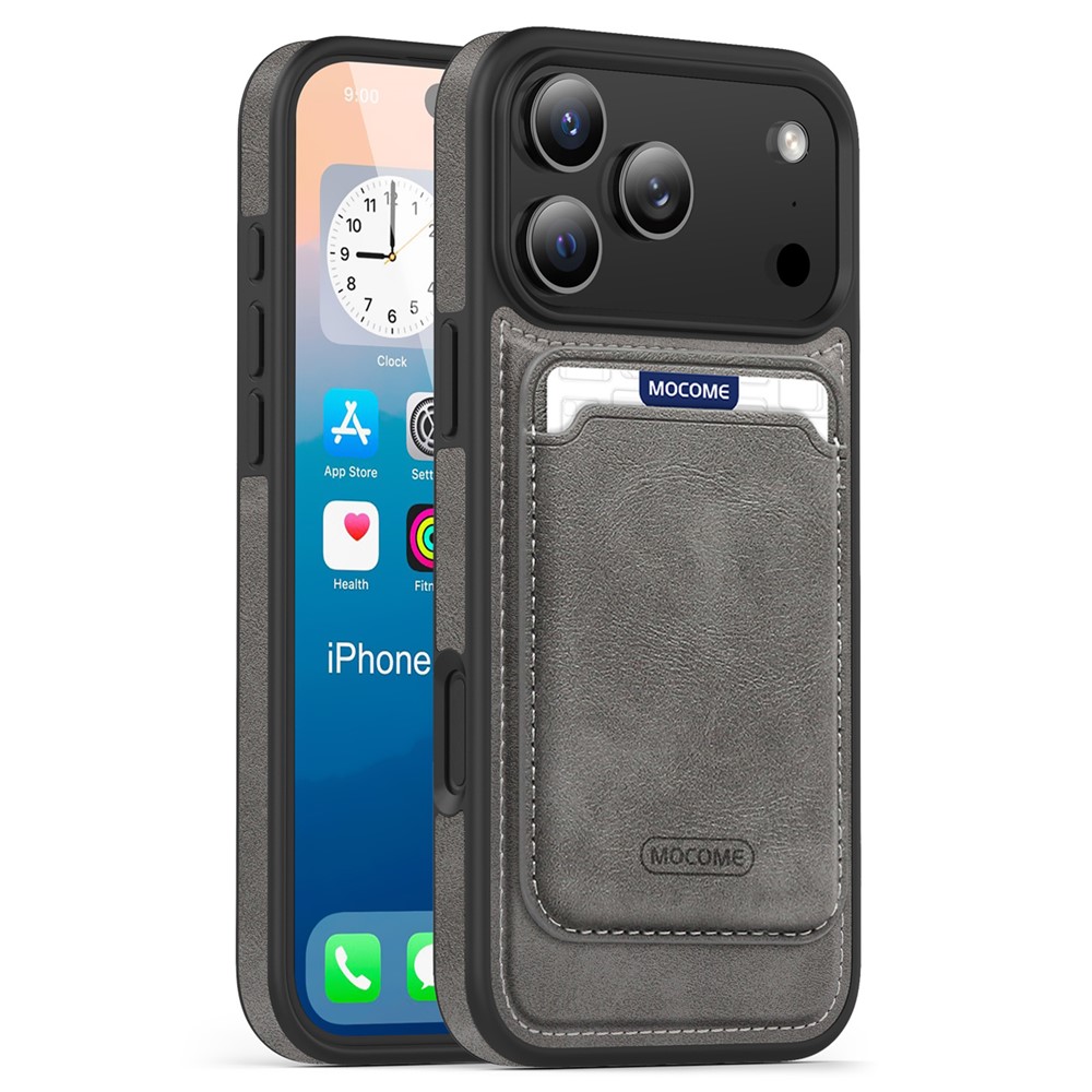 For iPhone 17 Pro Max Magnetic Case with Detachable Card Holder TPU + PU Leather Phone Back Cover - Titanium Grey