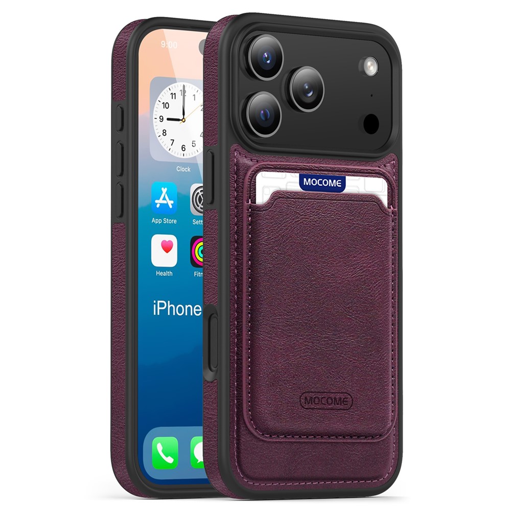 For iPhone 17 Pro Max Magnetic Case with Detachable Card Holder TPU + PU Leather Phone Back Cover - Dark Purple