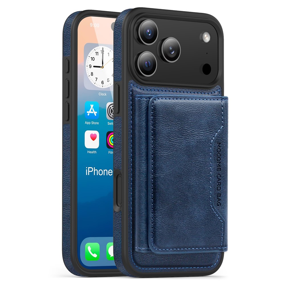 For iPhone 17 Pro Max Case Compatible with MagSafe Leather Back Phone Cover with Detachable Card Bag - Sapphire