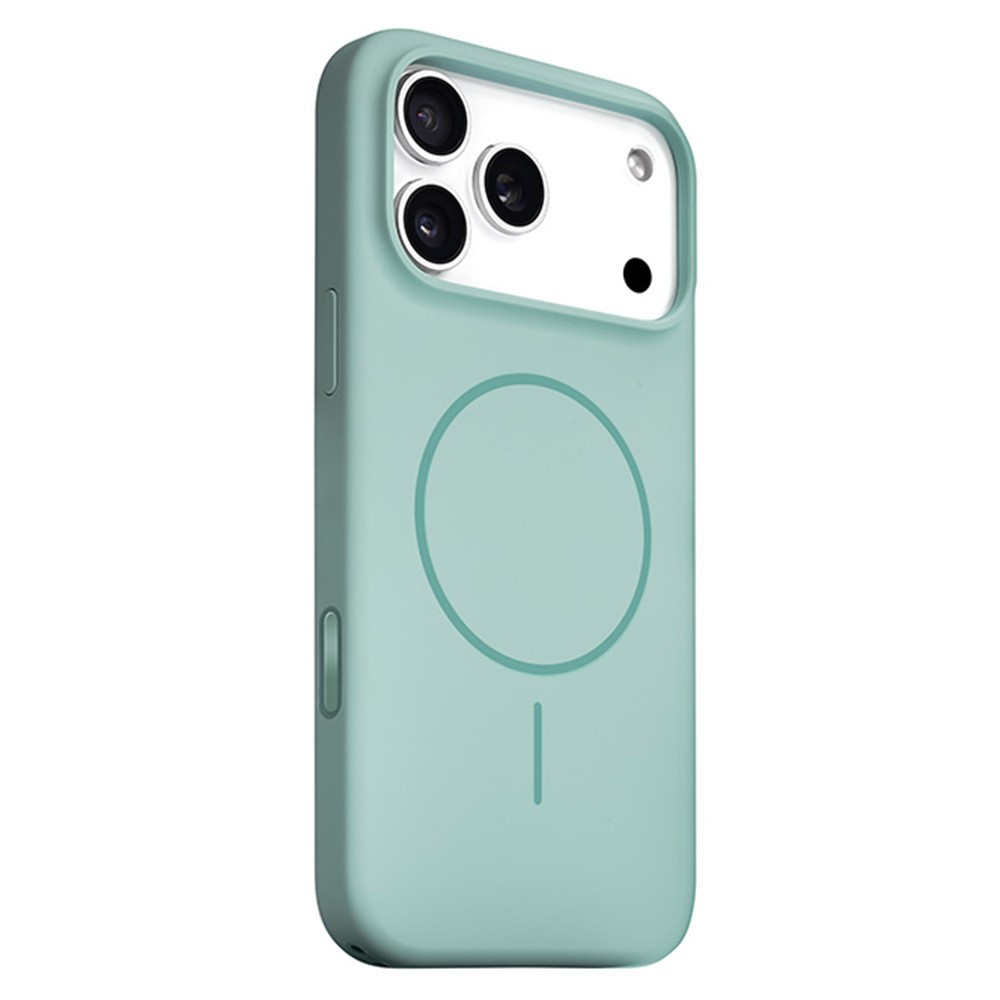 For iPhone 17 Pro Max Liquid Silicone Case Compatible with MagSafe Phone Cover with Lanyard Hole / AI Button - Green