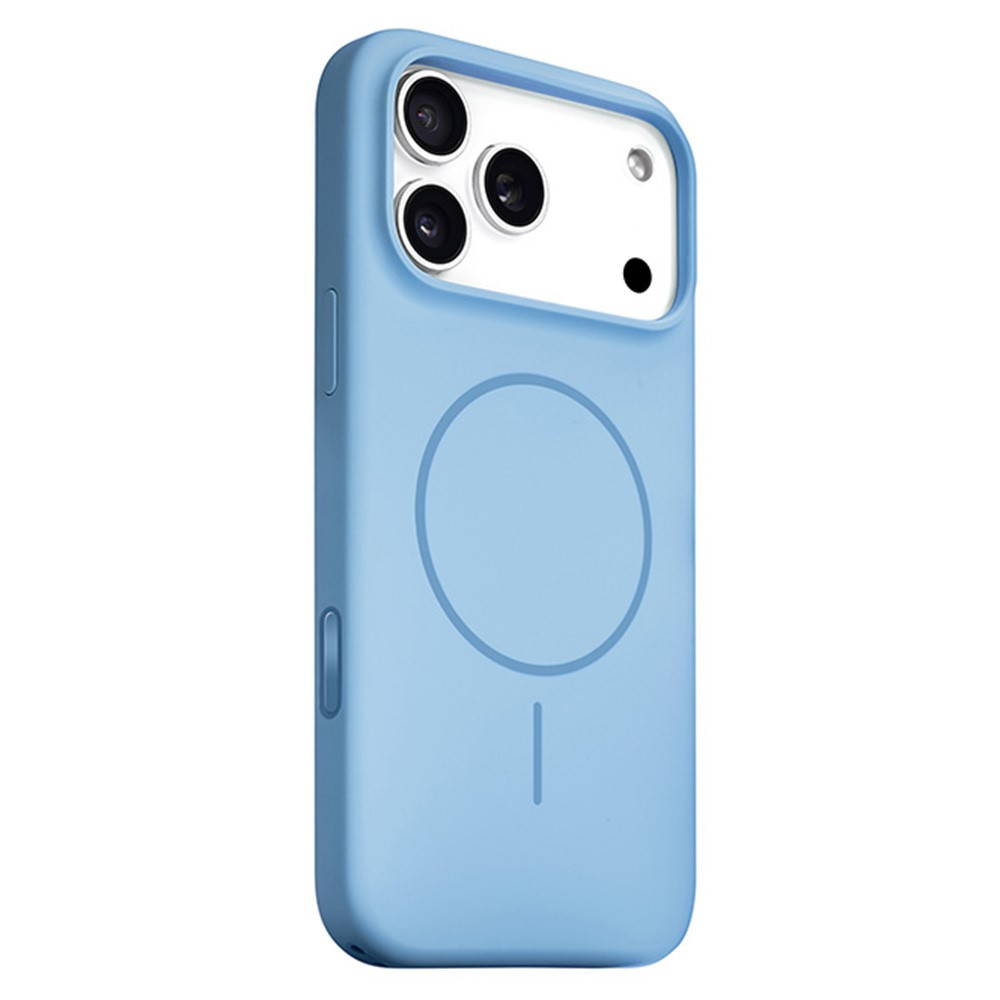 For iPhone 17 Pro Max Liquid Silicone Case Compatible with MagSafe Phone Cover with Lanyard Hole / AI Button - Baby Blue