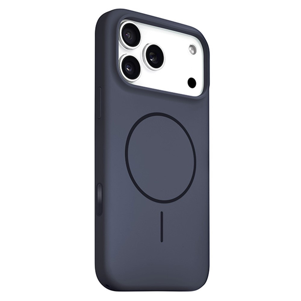 For iPhone 17 Pro Max Liquid Silicone Case Compatible with MagSafe Phone Cover with Lanyard Hole / AI Button - Black