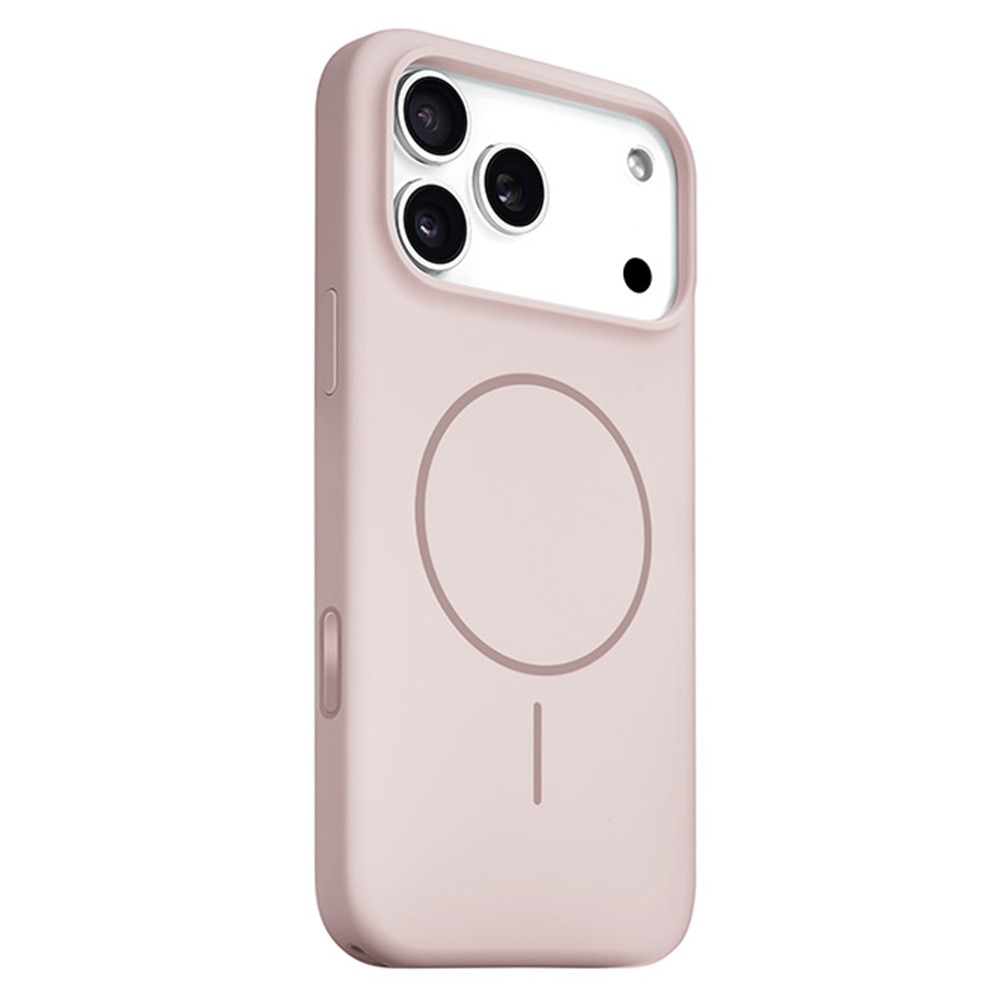 For iPhone 17 Pro Liquid Silicone Case Compatible with MagSafe Phone Cover with Lanyard Hole / AI Button - Pink