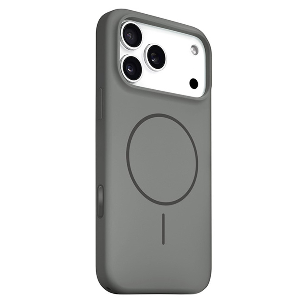For iPhone 17 Pro Liquid Silicone Case Compatible with MagSafe Phone Cover with Lanyard Hole / AI Button - Grey