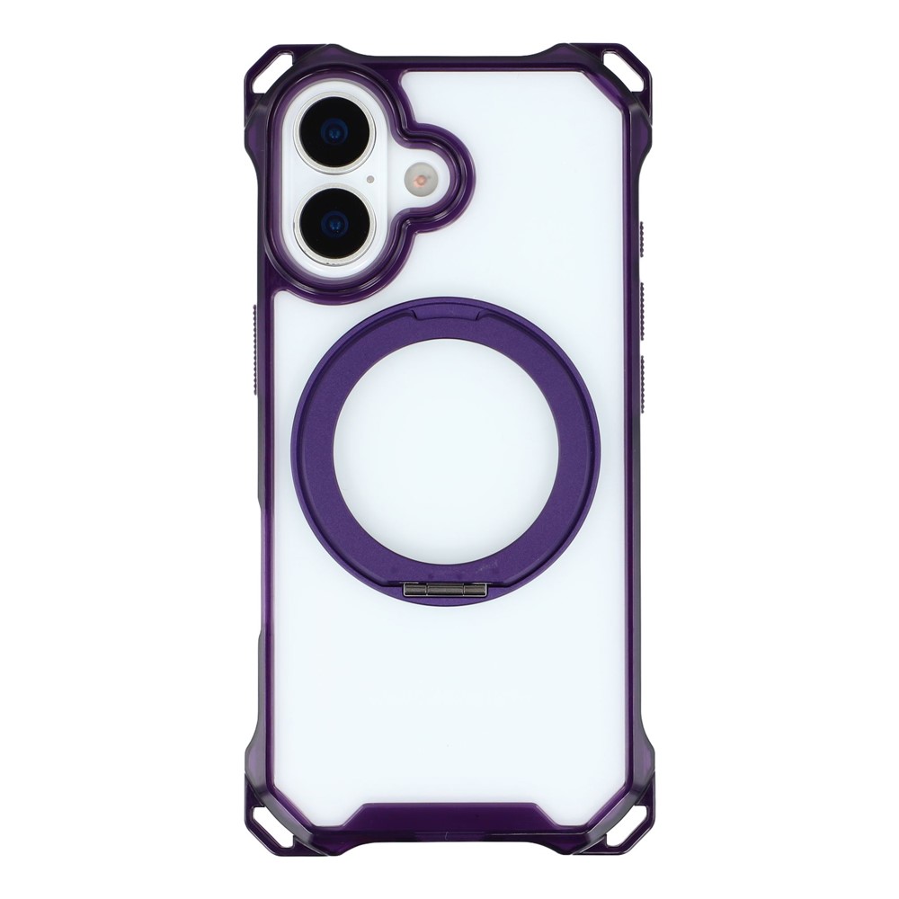 For iPhone 17 Magnetic Case Ring Kickstand TPU + PC Phone Cover - Purple