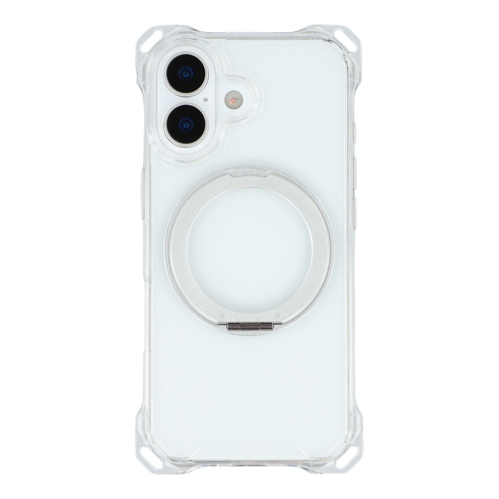 For iPhone 17 Magnetic Case Ring Kickstand TPU + PC Phone Cover - Transparent