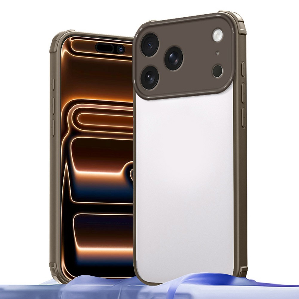 For iPhone 17 Pro Case Reinforced Corner Shockproof TPU + Acrylic Phone Cover - Brown