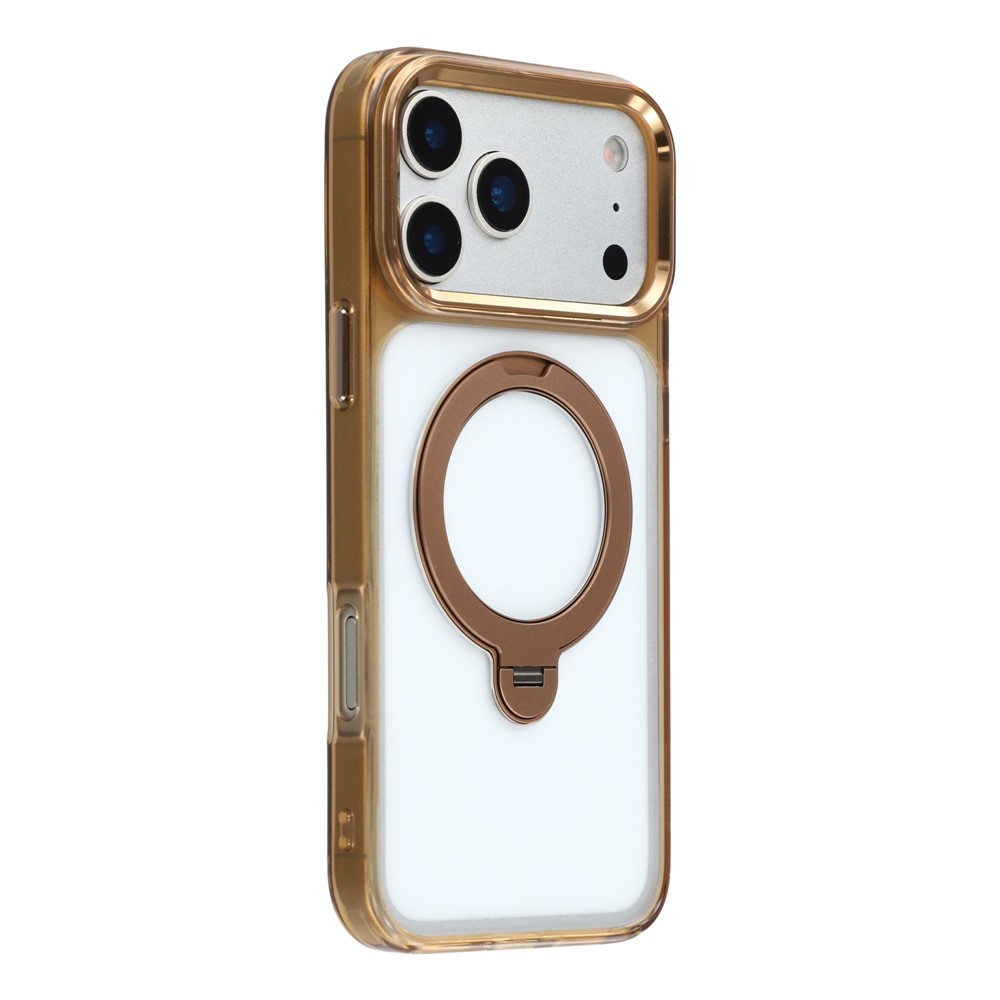 JAUCASE For iPhone 17 Pro Max Case Rotating Kickstand TPU + PC Clear Phone Back Cover - Transparent Gold