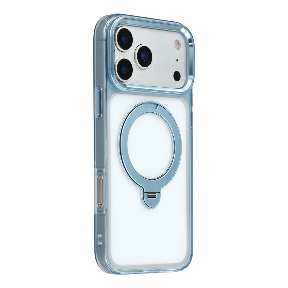 JAUCASE For iPhone 17 Pro Case Rotating Kickstand TPU + PC Clear Phone Back Cover - Transparent Blue