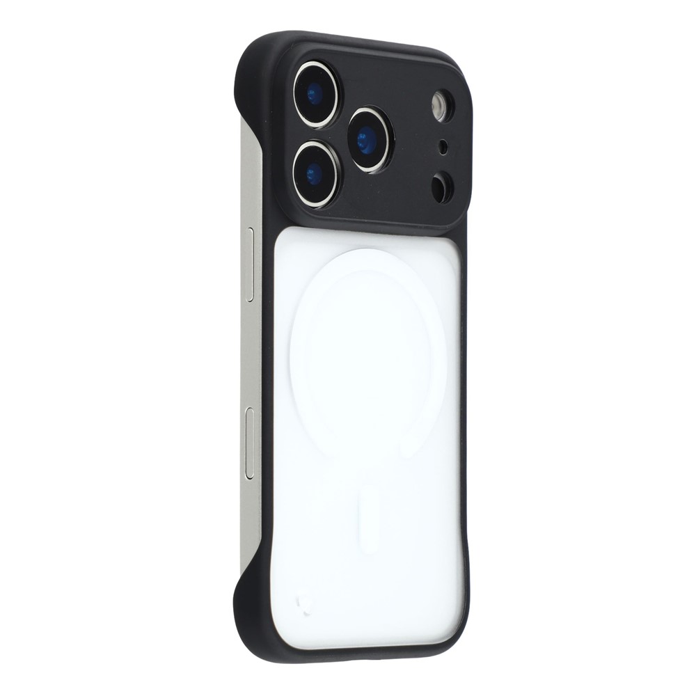 JAUCASE For iPhone 17 Pro Case Compatible with MagSafe Frosted PC Frameless Phone Cover - Black