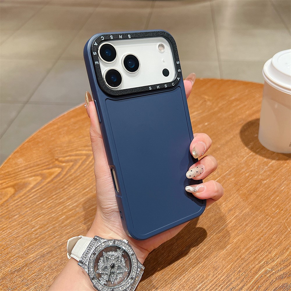 For iPhone 17 Pro Case Black Lens Frame Shockproof TPU PC Phone Back Cover - Dark Blue