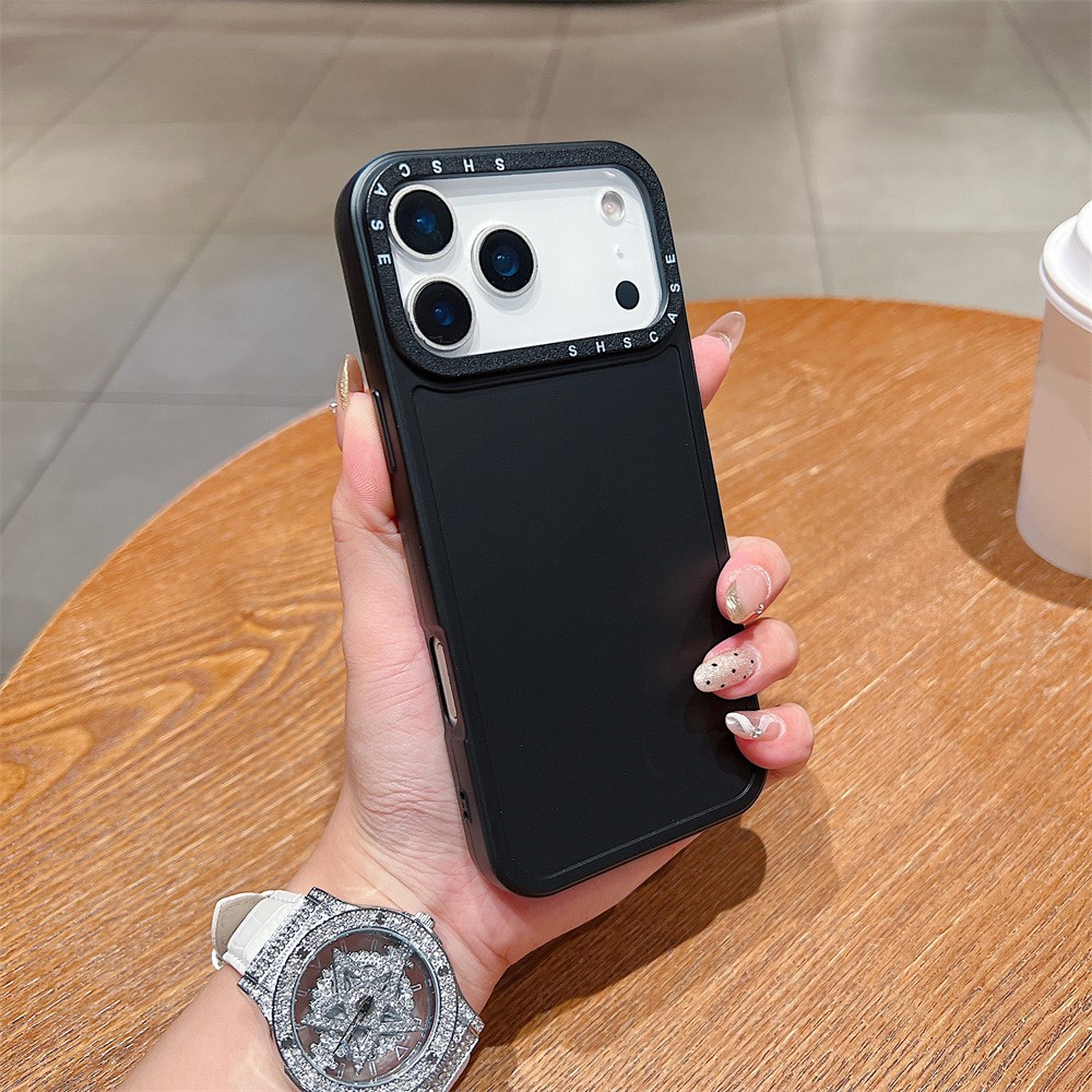 For iPhone 17 Pro Case Black Lens Frame Shockproof TPU PC Phone Back Cover - Black