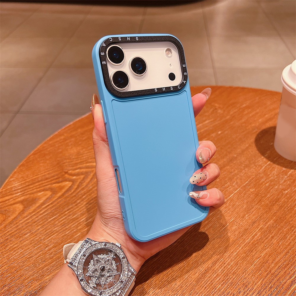 For iPhone 17 Pro Max Case Black Lens Frame Shockproof TPU PC Phone Back Cover - Baby Blue