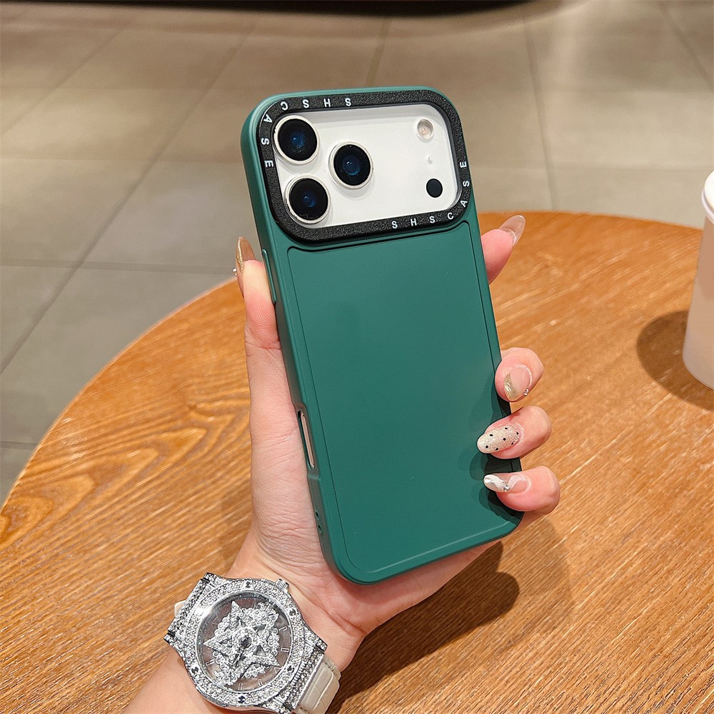 For iPhone 17 Pro Max Case Black Lens Frame Shockproof TPU PC Phone Back Cover - Green