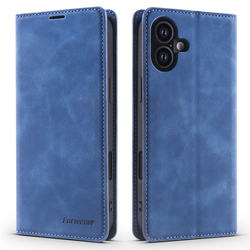 FORWENW For iPhone 17 Wallet Case Magnetic Absorption Leather Flip Phone Cover with Stand - Blue
