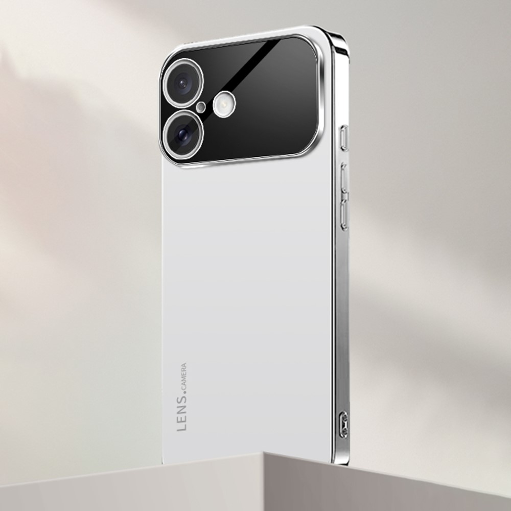 For iPhone 17 Case Acrylic + TPU + Metal Anti-Scratch Phone Cover with Electroplating Frame - White