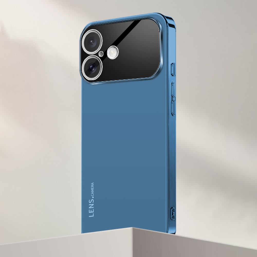 For iPhone 17 Case Acrylic + TPU + Metal Anti-Scratch Phone Cover with Electroplating Frame - Navy Blue