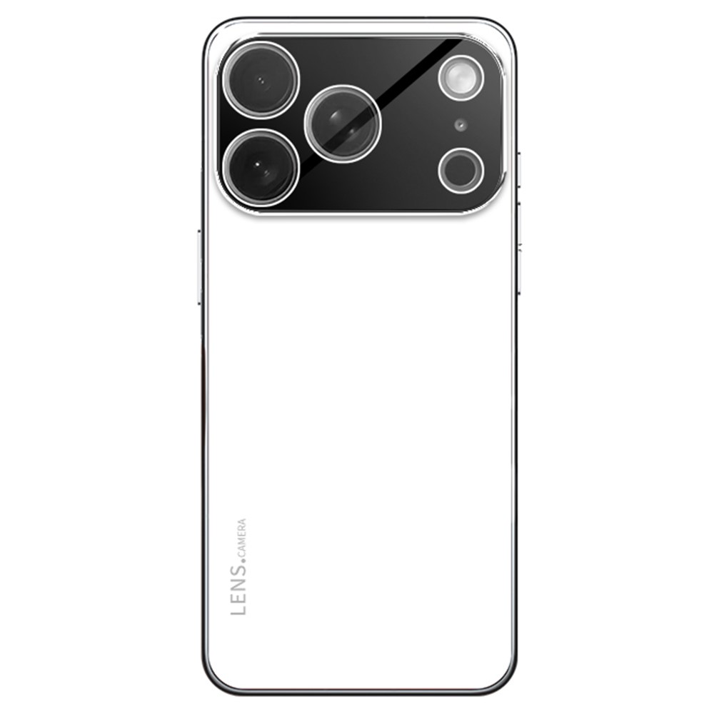 For iPhone 17 Pro Max Case Acrylic + TPU + Metal Anti-Scratch Phone Cover with Electroplating Frame - White