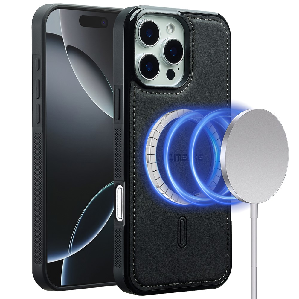 LC.IMEEKE L6 For iPhone 13 Pro Case PU Leather Coated PC TPU Phone Cover Compatible with MagSafe - Black