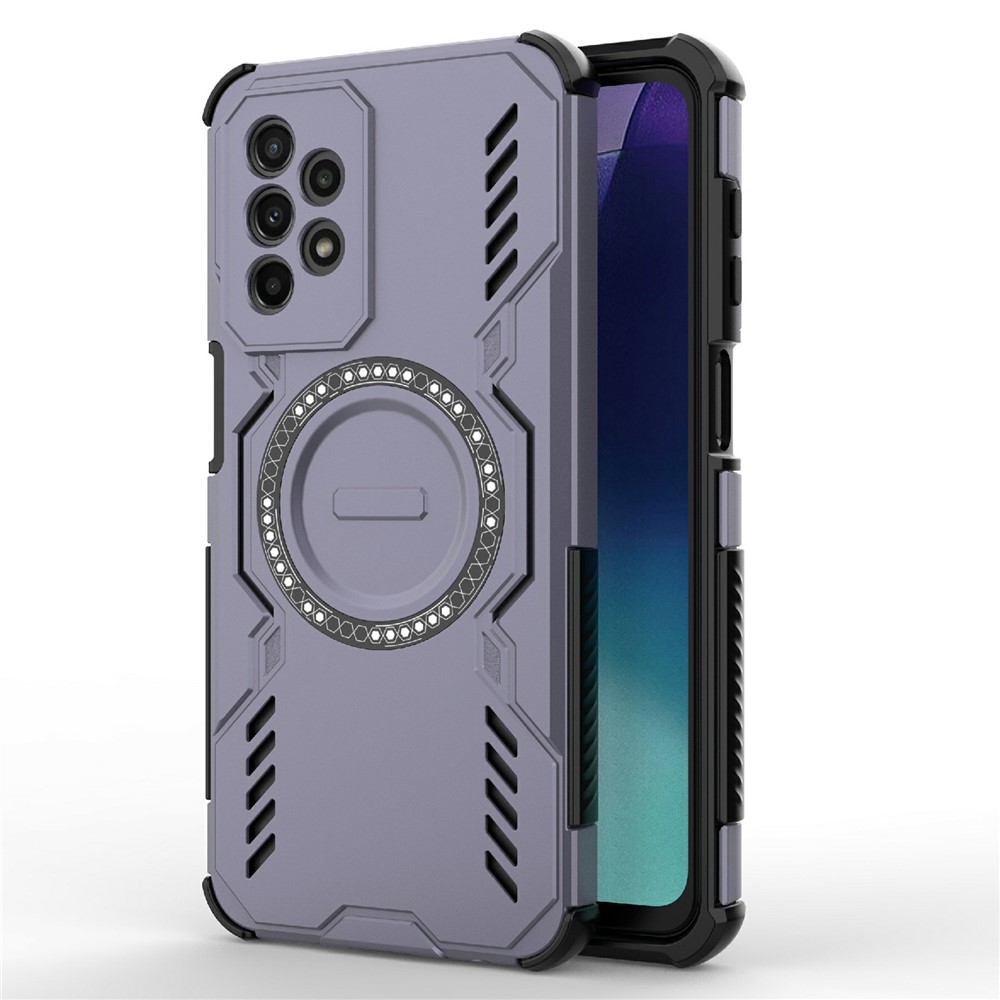 For Samsung Galaxy A23 4G  /  5G (Global) Magnetic Case Butterfly Armor Hollow Heat Dissipation PC + TPU Phone Cover - Purple