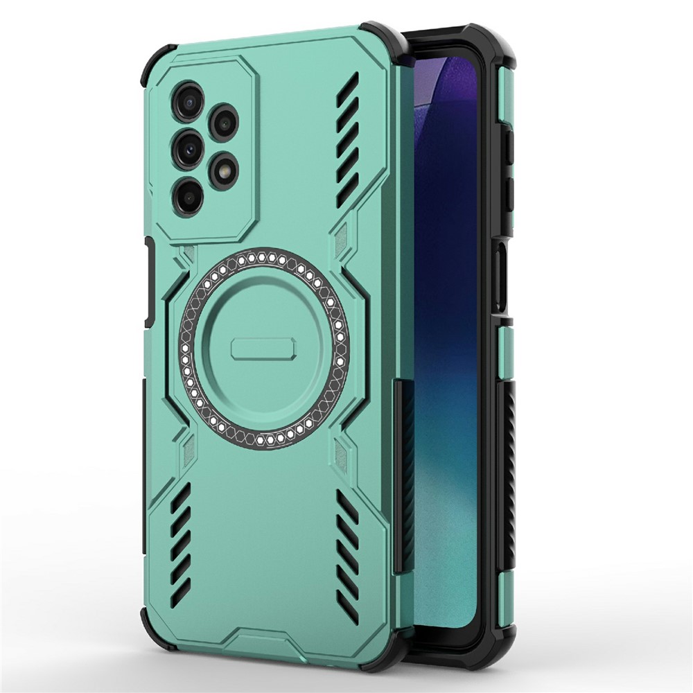 For Samsung Galaxy A23 4G / 5G (Global) Magnetic Case Butterfly Armor Hollow Heat Dissipation PC + TPU Phone Cover - Green