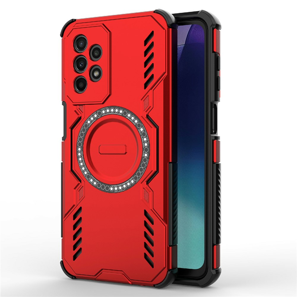 For Samsung Galaxy A23 4G / 5G (Global) Magnetic Case Butterfly Armor Hollow Heat Dissipation PC + TPU Phone Cover - Red