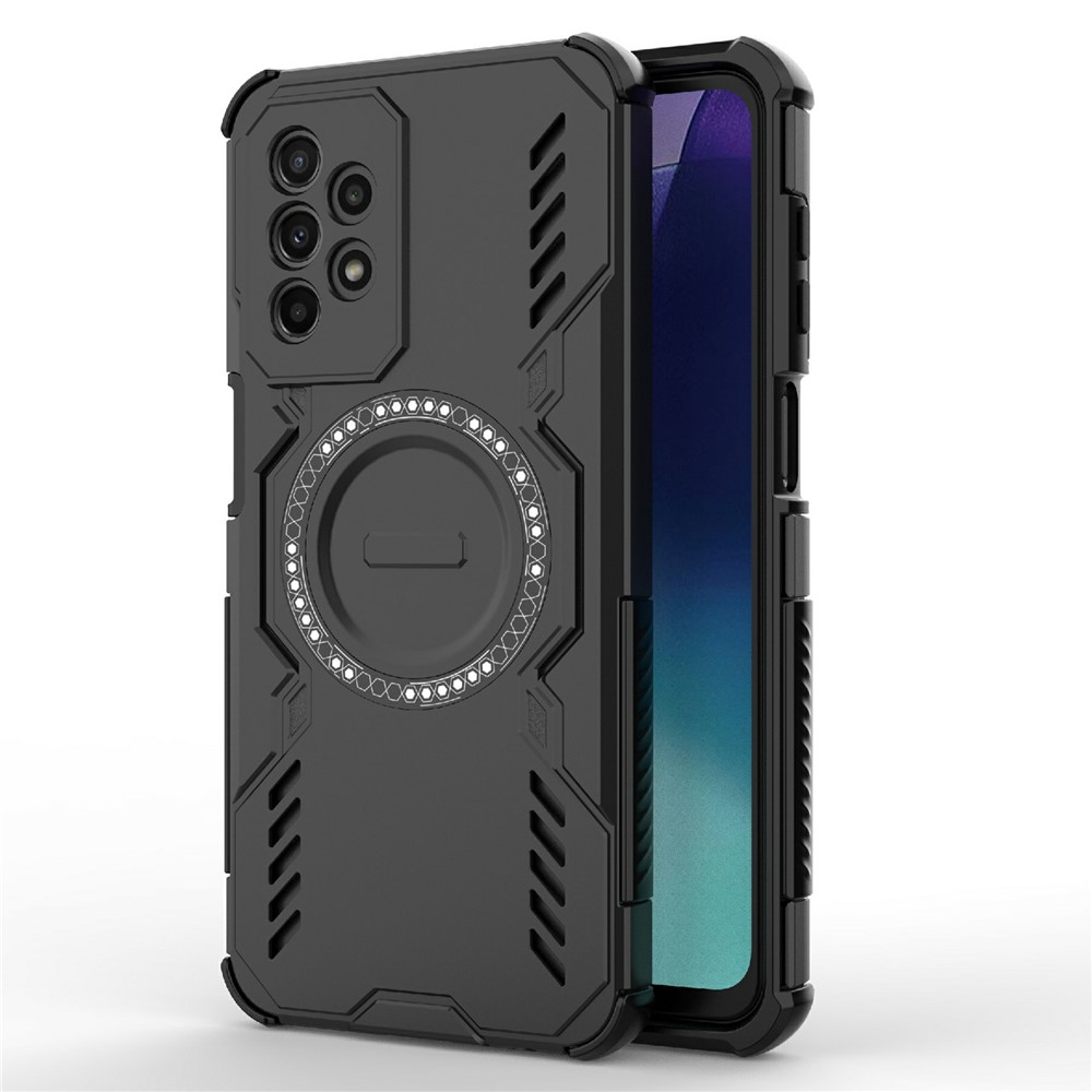 For Samsung Galaxy A23 4G  /  5G (Global) Magnetic Case Butterfly Armor Hollow Heat Dissipation PC + TPU Phone Cover - Black