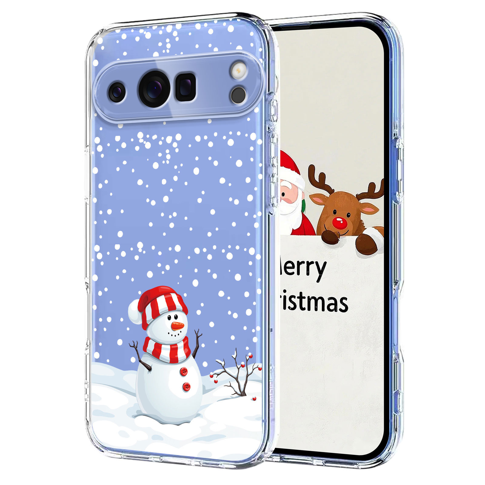 For Google Pixel 9 Pro XL / Google Pixel 10 Pro XL Case Christmas Themed Pattern Printing TPU Phone Back Cover - Christmas Snowman