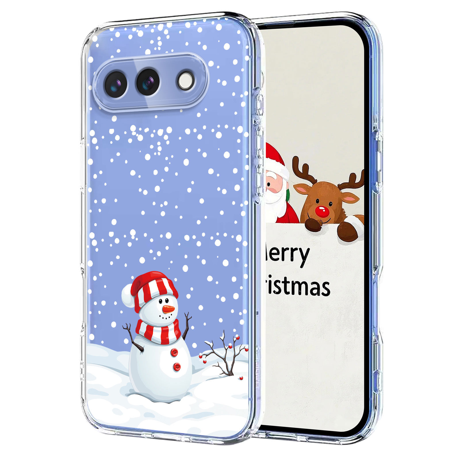 For Google Pixel 9a Case Christmas Themed Pattern Printing TPU Phone Back Cover - Christmas Snowman