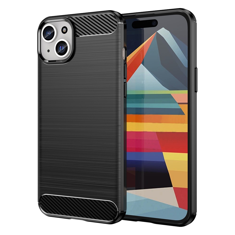 AMORUS For iPhone 15 Plus Case Carbon Fiber Texture Brushed Protective Phone Cover - Black