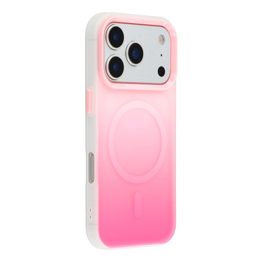 For iPhone 17 Pro Case Compatible with MagSafe Gradient Frosted Design PC + TPU Phone Cover - Pink