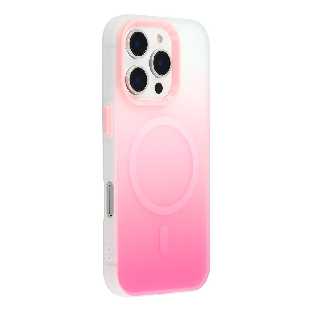 For iPhone 16 Pro Max Case Compatible with MagSafe Gradient Frosted Design PC + TPU Phone Cover - Pink
